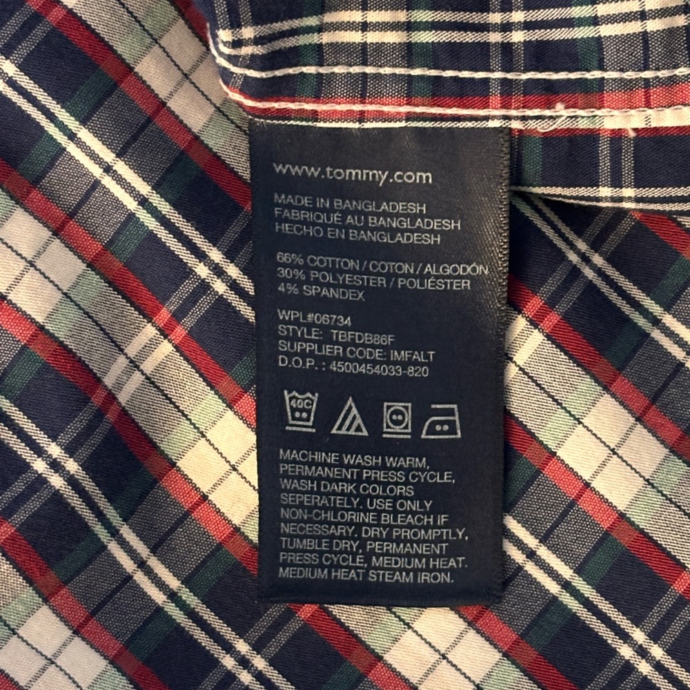 Tommy Hilfiger Multicolor Plaid Button-Down Shirt Boys size 18 Preowned - Picture 6 of 9